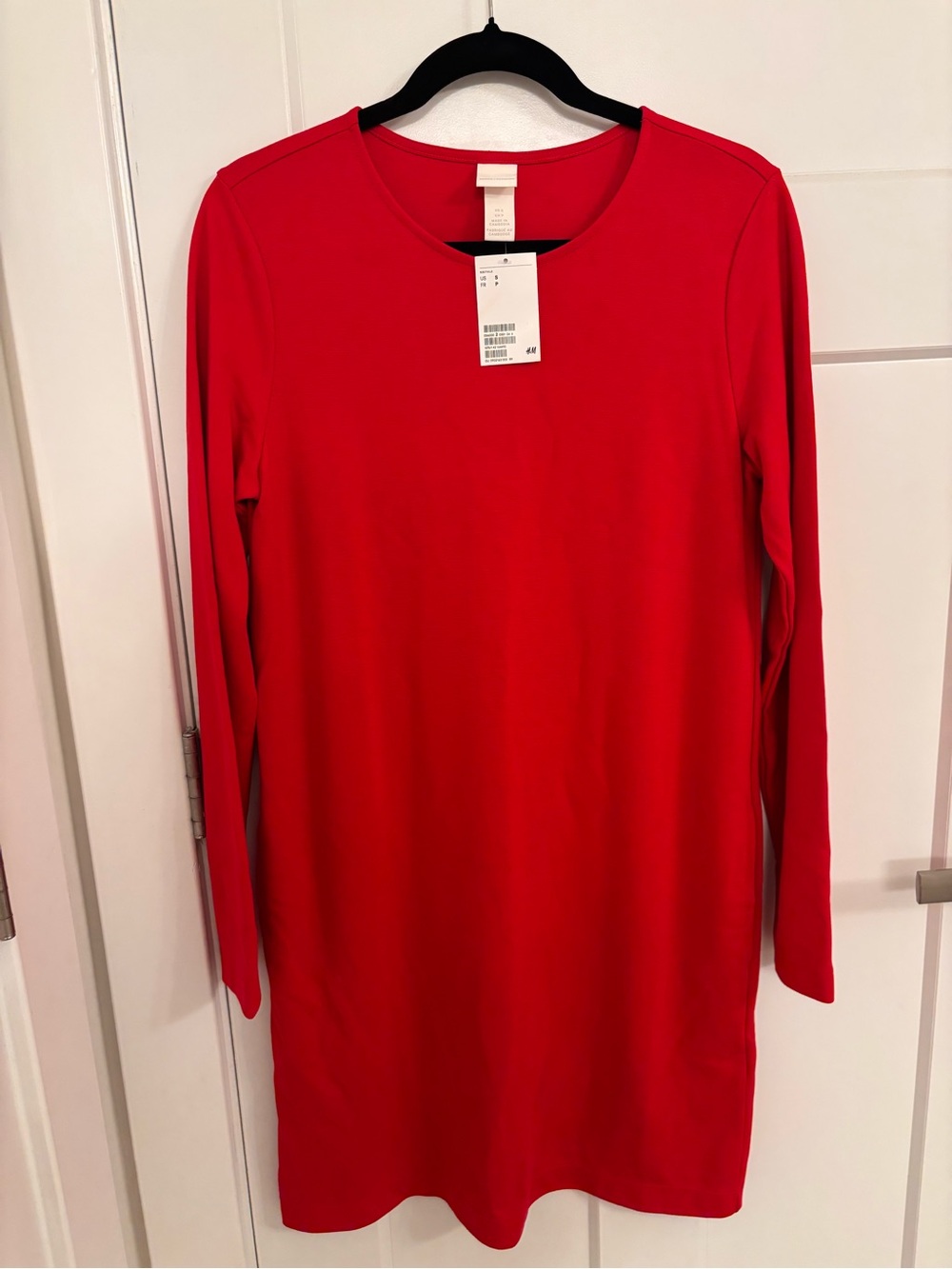 H&M Bright Red Long-Sleeve Shift Dress